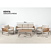 Kactus republic Conjunto de muebles Kenya (4 pzs., Aluminio/Madera sintética, Gris/Natural) | BAUHAUS