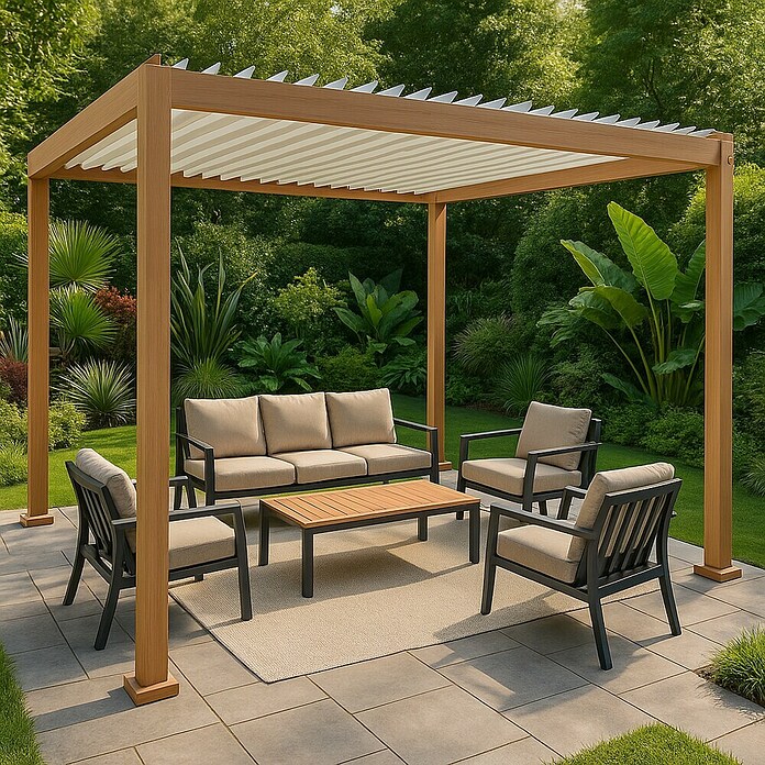Pérgola Lanzarote (An x Pr: 294 x 294 cm, Color del armazón: Arena/Blanco, Aluminio) | BAUHAUS