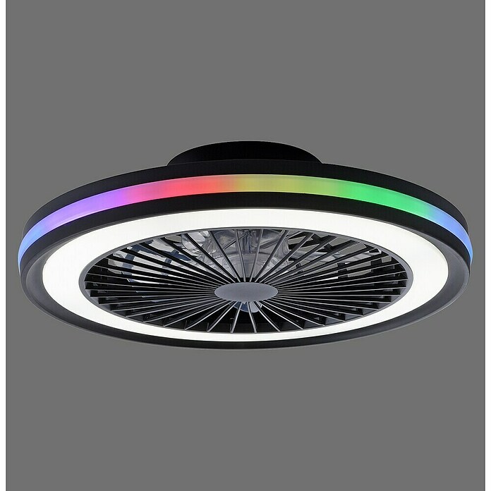 Just Light Ventilador de techo Brandon (Diámetro: 46,5 cm, Negro, 36 W, RGB) | BAUHAUS
