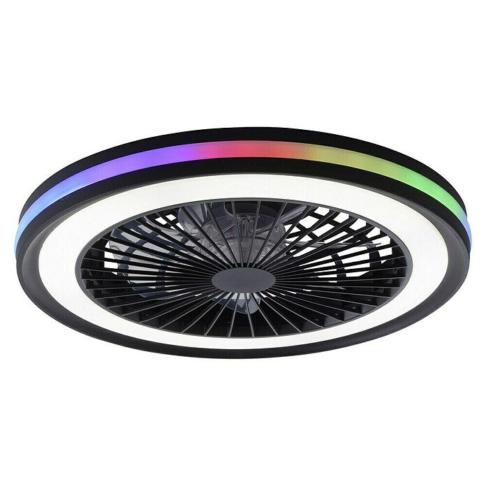 Just Light Ventilador de techo Brandon (Diámetro: 46,5 cm, Negro, 36 W, RGB) | BAUHAUS
