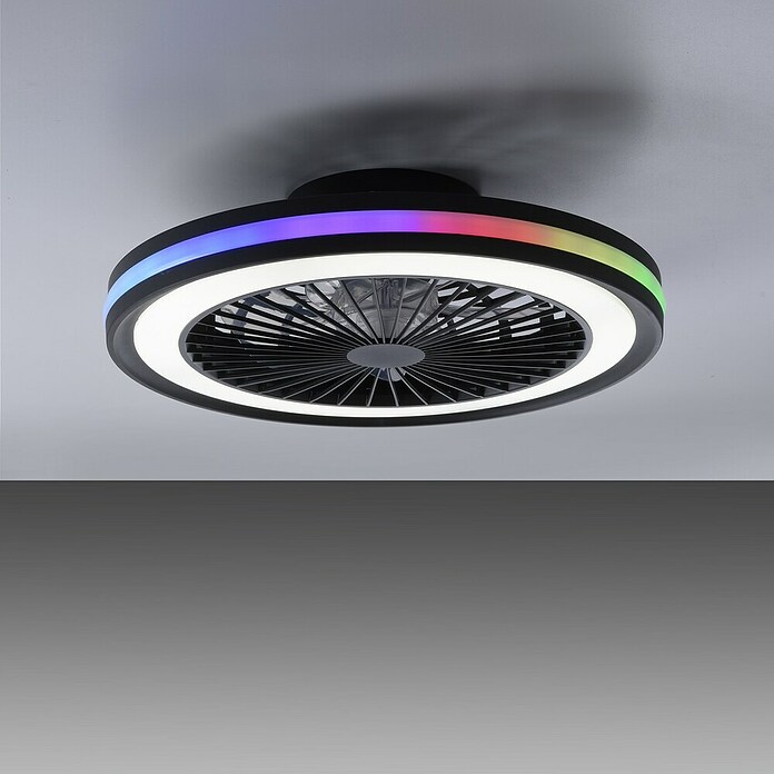 Just Light Ventilador de techo Brandon (Diámetro: 46,5 cm, Negro, 36 W, RGB) | BAUHAUS