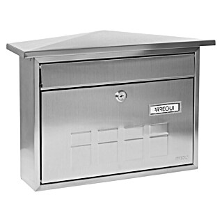 Arregui Buzón de pared Deco (L x An x Al: 10 x 41 x 27,5 cm, Plateado, Acero inoxidable)