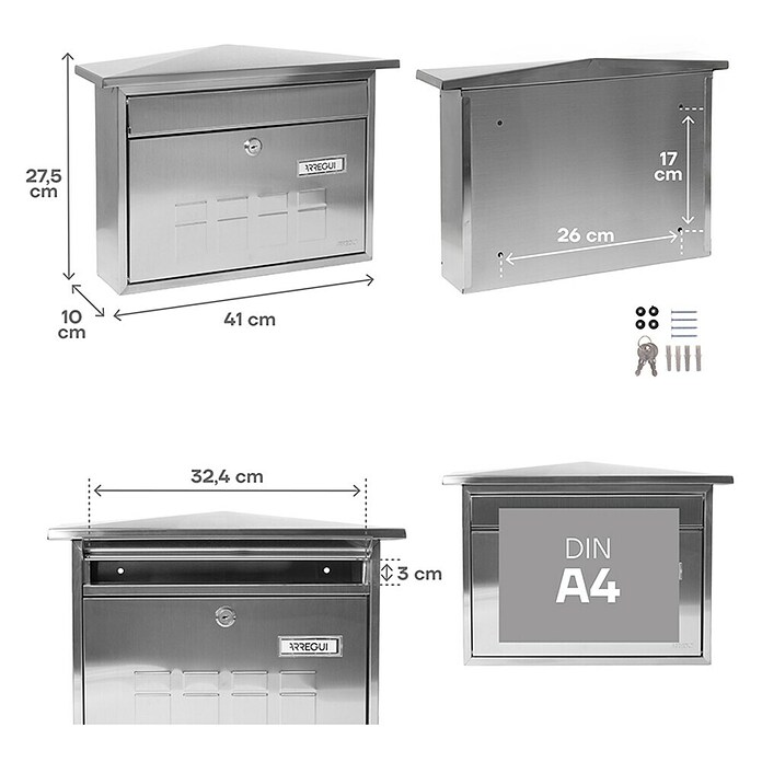Arregui Buzón de correo Deco Inox (41 x 27,5 cm)
