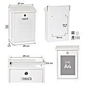 Arregui Premium Buzón de correo E-5601 (Chapa de acero, L x An x Al: 25 x 10 x 40 cm, Blanco)