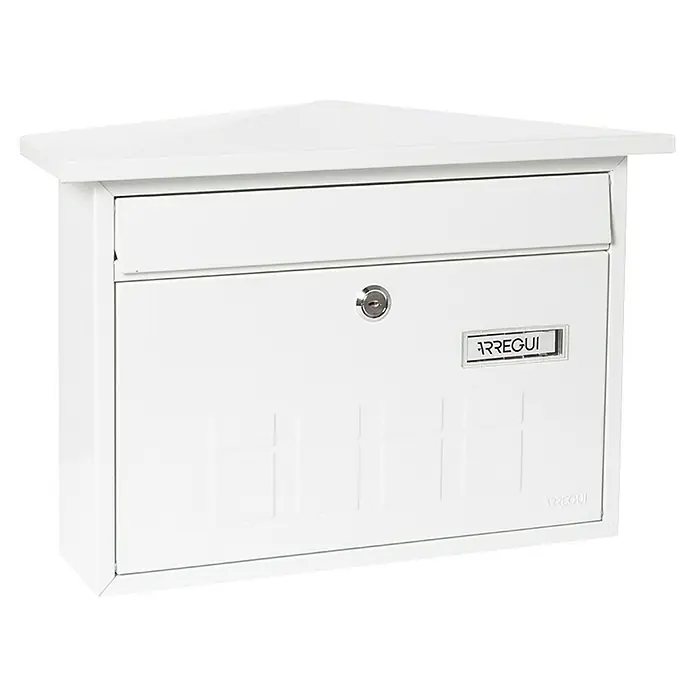 Arregui Buzón de pared Deco - L x An x Al: 10 x 41 x 27,5 cm, Blanco, Acero inoxidable - Buzón Arregui blanco con cerradura. Perfecto para guardar el correo de forma segura y elegante.