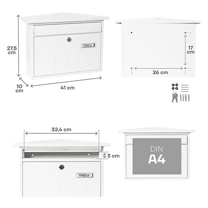 Arregui Buzón de correo Deco Blanco (41 x 27,5 cm)