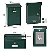 Arregui Premium Buzón de correo E-5603 (Chapa de acero, L x An x Al: 25 x 10 x 40 cm, Verde)