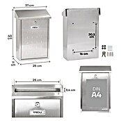 Arregui Premium Buzón de correo E-5607 (Chapa de acero, L x An x Al: 25 x 10 x 40 cm, Plateado)