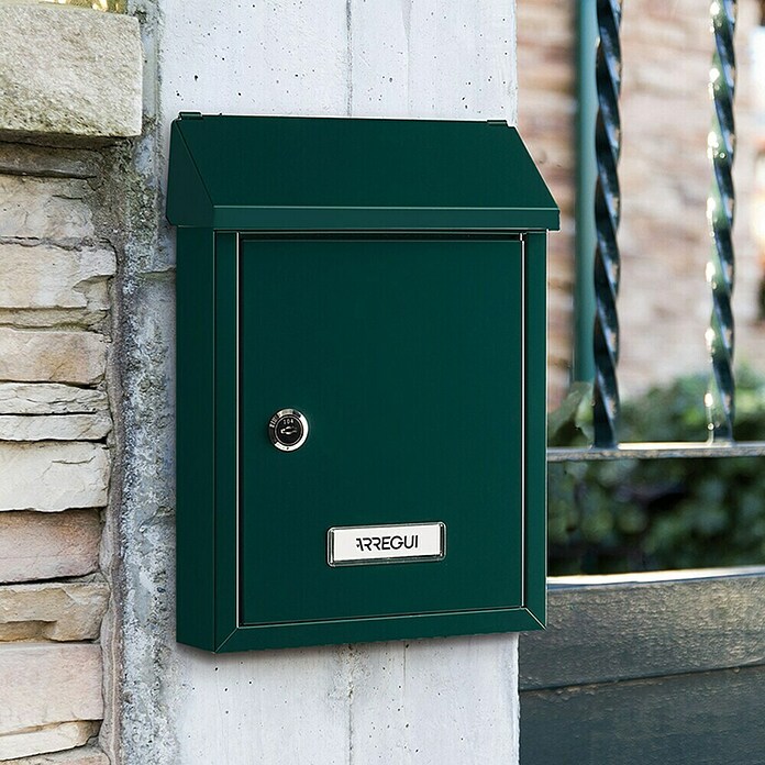 Arregui Smart Buzón de correo E-5723 (Chapa de acero, L x An x Al: 21,6 x 8 x 30 cm, Verde)