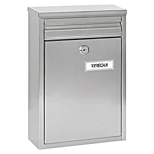 Arregui Buzón de pared Zaguán (L x An x Al: 8 x 22 x 32 cm, Plateado, Acero inoxidable)