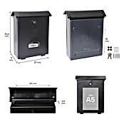 Arregui Classic Buzón de correo E-1074 (Plástico, L x An x Al: 27 x 11 x 34,6 cm, Negro)