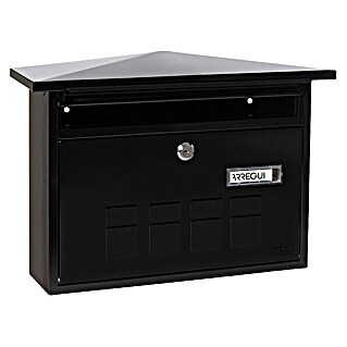 Arregui Buzón de pared Deco (L x An x Al: 10 x 41 x 27,5 cm, Negro, Acero inoxidable)