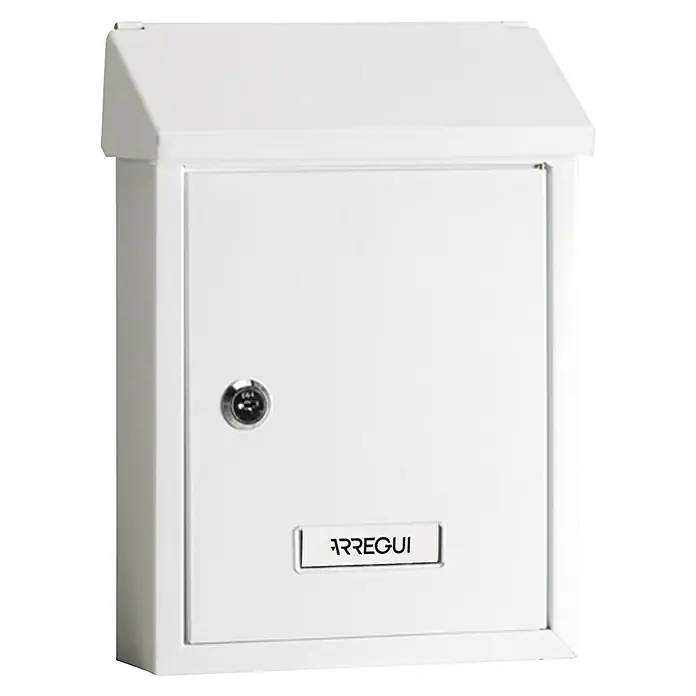 Arregui Smart Buzón de pared E-572 - L x An x Al: 21,6 x 8 x 30 cm, Blanco - Buzón blanco Arregui con cerradura y placa para nombre. Perfecto para la recepción segura de tu correo.