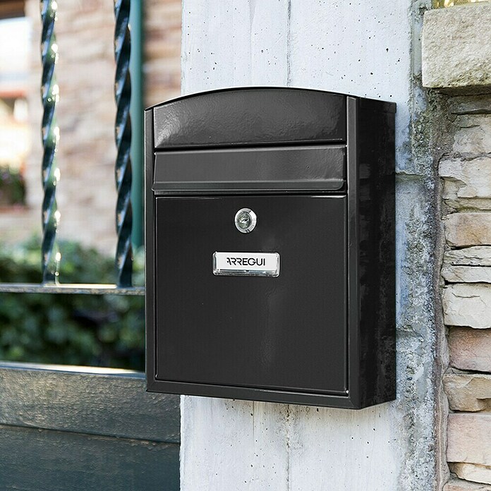 Arregui Compact Buzón de correo E-5734 (Chapa de acero, L x An x Al: 24 x 9,5 x 28,5 cm, Negro)