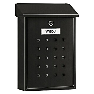 Arregui Premium Buzón de pared E-5604 (L x An x Al: 25 x 10 x 40 cm, Negro, Acero)