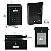 Arregui Premium Buzón de correo E-5604 (Chapa de acero, L x An x Al: 25 x 10 x 40 cm, Negro)