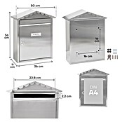 Arregui Visit Buzón de correo E-5747 (Acero inoxidable, L x An x Al: 30 x 11 x 36 cm, Plateado)
