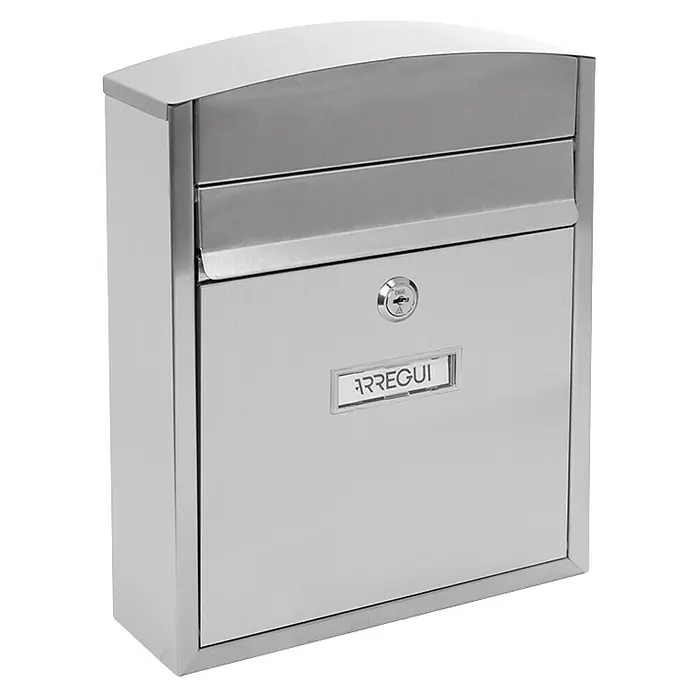 Arregui Compact Buzón de pared E-573 - L x An x Al: 24 x 9,5 x 28,5 cm, Plateado, Acero inoxidable - Buzón de acero con cerradura. Ideal para uso en exteriores y para el almacenamiento seguro del correo.