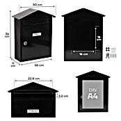 Arregui Visit Buzón de correo E-5744 (Chapa de acero, L x An x Al: 9 x 26 x 36 cm, Negro)