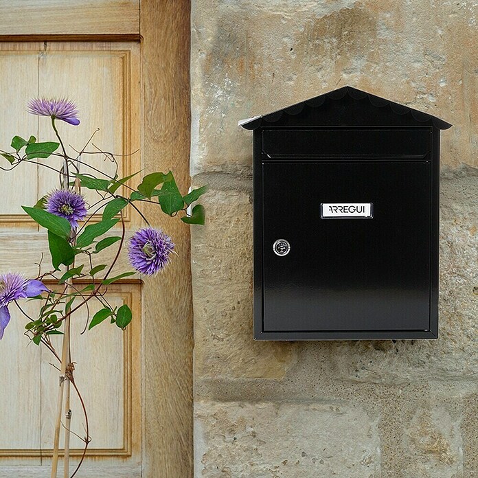 Arregui Visit Buzón de correo E-5744 (Chapa de acero, L x An x Al: 9 x 26 x 36 cm, Negro)