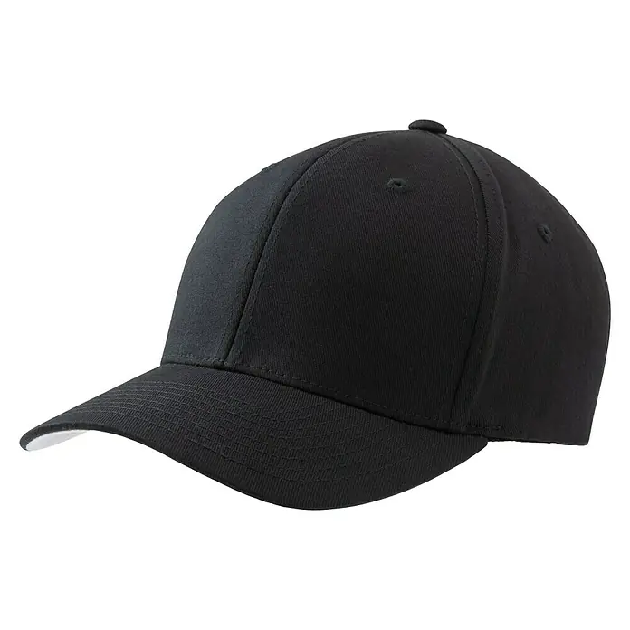 Flexfit Gorra - Negro, S/M - Gorra de béisbol negra con visera recta y cierre de botón. Ideal para deportes o tiempo libre.