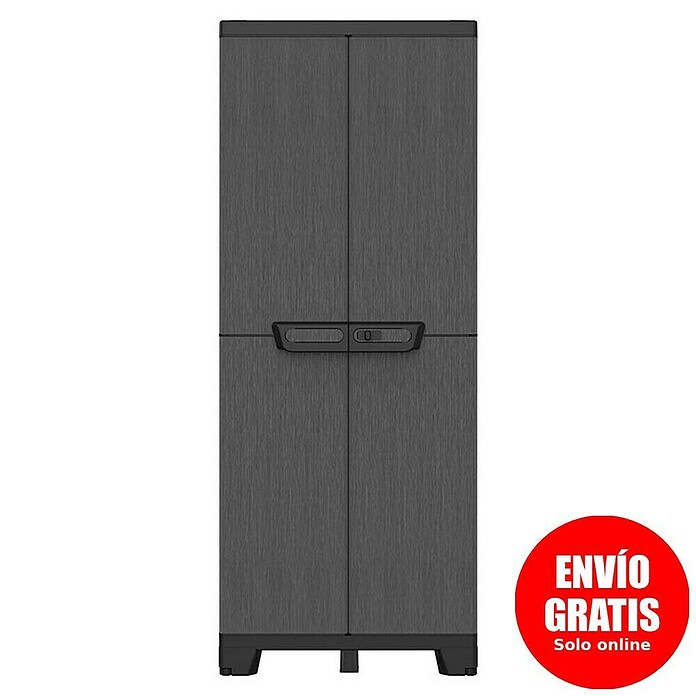 Terry Armario multiusos de plástico  Ardesia (L x An x Al: 39 x 68 x 172 cm, Número de puertas: 2 ud., Gris oscuro/Negro) | BAUHAUS