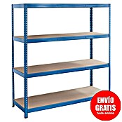 Regalux Estantería para cargas pesadas XXL (L x An x Al: 60 x 180 x 180 cm, Capacidad de carga: 400 kg/balda, Número de baldas: 4 ud., Inserción, Azul)