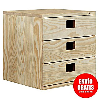 Astigarraga Dinamic Cajonera (33 x 36,2 x 36,2 cm, Número de cajones: 3 ud., Madera de pino, Natural)