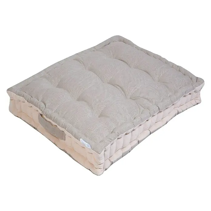 Cojín para respaldo palet - 60 x 40 x 20 cm, Beige - Cojín de suelo cuadrado beige con botones y asa para mayor comodidad y un ambiente elegante.
