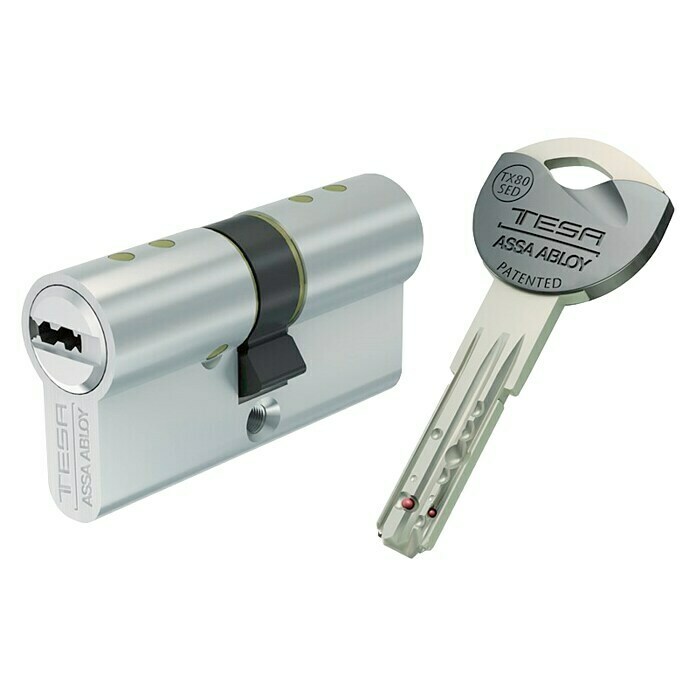 Tesa Assa Abloy Cilindro de perfil de seguridad TX80 (Número de llaves: 5  ud., Longitud total interior/exterior: 30/30 mm, Níquel)