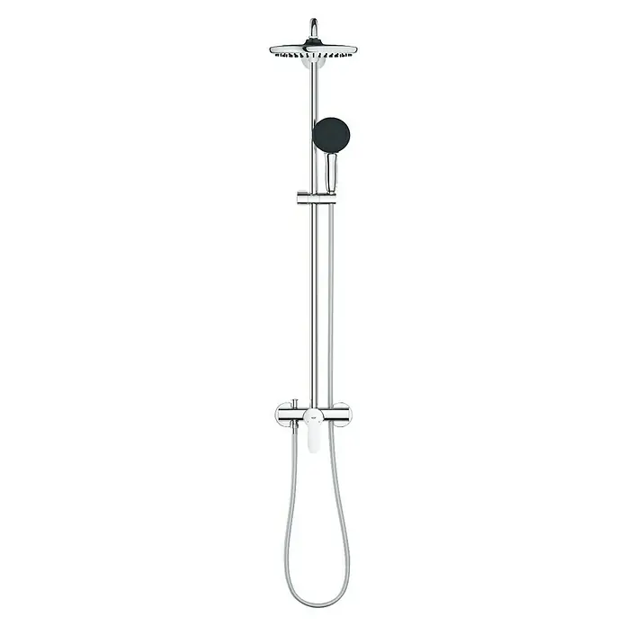 Grohe Vitalio Start Duschsystem 250 - Höhe: 112 cm, Lochabstand: 101 cm, Anzahl Strahlarten: 2 Stk., Chrom - Grohe Duschsystem mit Kopfbrause, Handbrause und Thermostatbatterie. Das verchromte Design sorgt für ein modernes Ambiente im Badezimmer.
