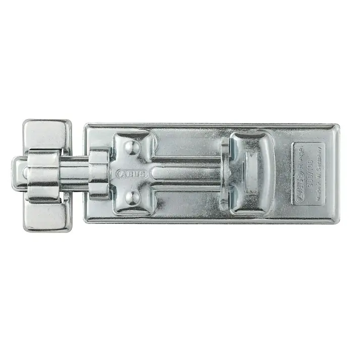 Abus Schieberiegel 300/100 - Garagentor, Silber - Ein silberner ABUS Riegel 300/100, ein mechanischer Türverschluss für erhöhte Sicherheit. Ideal zum Sichern von Türen und Toren.