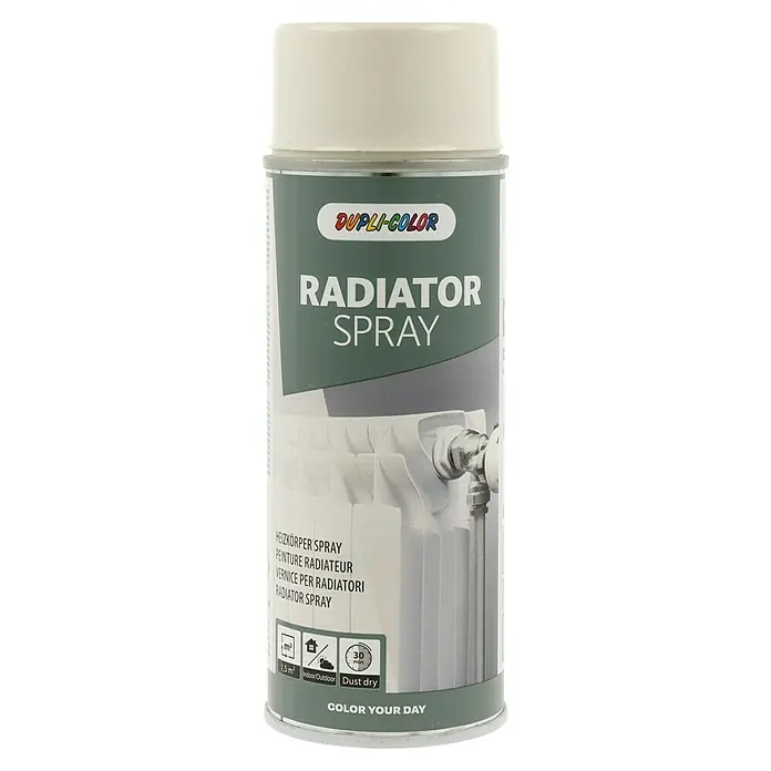 Dupli-Color Special Heizkörper-Sprühlack Radiator Spray RAL 9001 - Cremeweiß, Glänzend, 400 ml - Eine Dose Dupli-Color Heizkörperspray in Weiß, ideal für die Renovierung von Heizkörpern im Innen- und Außenbereich.