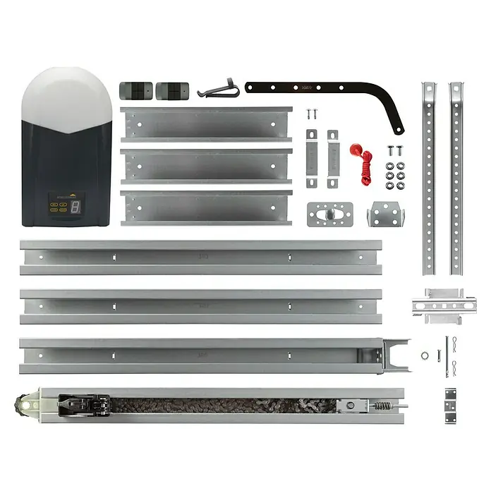 Schellenberg Garagentorantrieb Powerlift 800N - Torfläche: 14 m², Zugkraft: 800 N - Garage-Toröffner-Set mit Motor, Schienen und Zubehör für die einfache Installation und den zuverlässigen Betrieb.