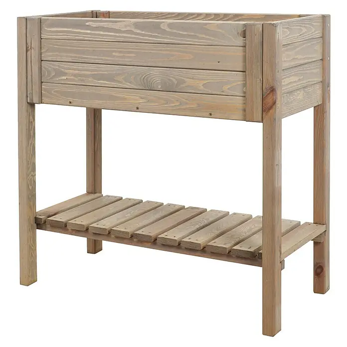 Siena Garden Hochbeet Aron - 79 x 39 x 79 cm, Holz, Grau - Holz Pflanzkasten mit Ablagefläche, ideal für Garten oder Balkon. Robust und stilvoll für Kräuter und Blumen.