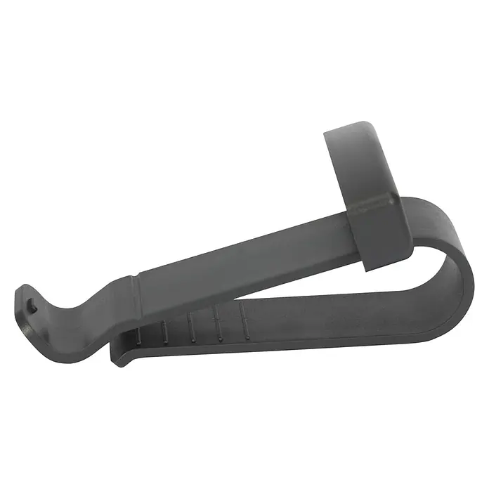 Schellenberg Sonnenblendenclip Powerlift - Passend für: Schellenberg Powerlift Funkhandsender - Nahaufnahme einer grauen Gardinenstangenhalterung. Präzise Konstruktion und robustes Design. Sorgt für sicheren Halt Ihrer Vorhangstange.