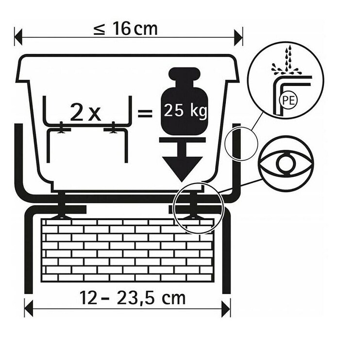 Geli Balkonkastenhalter Typ H (Braun, 2-fach verstellbar, 2 Stk.)