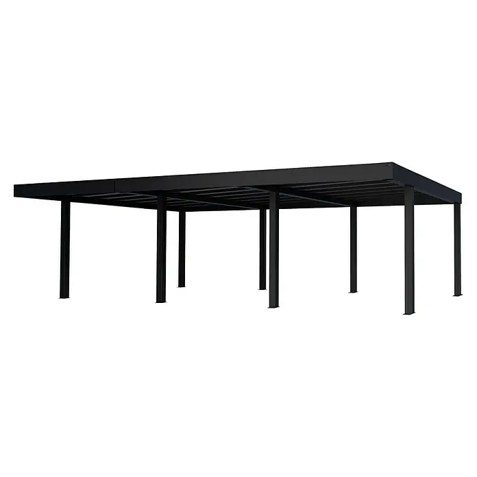 Palram – Canopia Carport Oslo - Außenmaß inkl. Dachüberstand (B x T): 5,96 x 9,01 m, Schwarz - Schwarzer Pavillon mit robusten Stützpfeilern, ideal für den Garten oder die Terrasse. Das schlichte Design bietet Schutz und Eleganz im Außenbereich.
