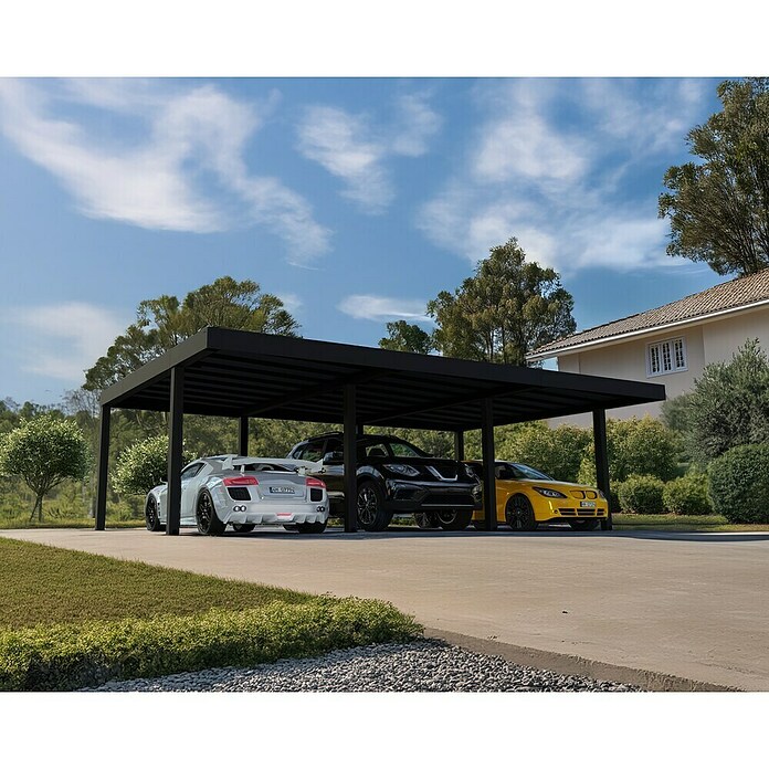 Palram – Canopia Carport Oslo (Medidas ext. (An x Pr): 5,96 x 9,01 m, Negro) | BAUHAUS