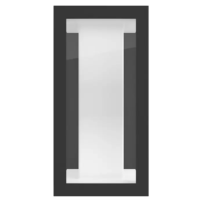 Philips Hue LED-Außenwandleuchte Impress - 8 W, 14,1 x 12 x 24 cm, Schwarz, IP44 - Schlichtes, modernes schwarzes Fenster mit einem milchig-weißen, rechteckigen Einsatz für einen subtilen Lichteffekt.