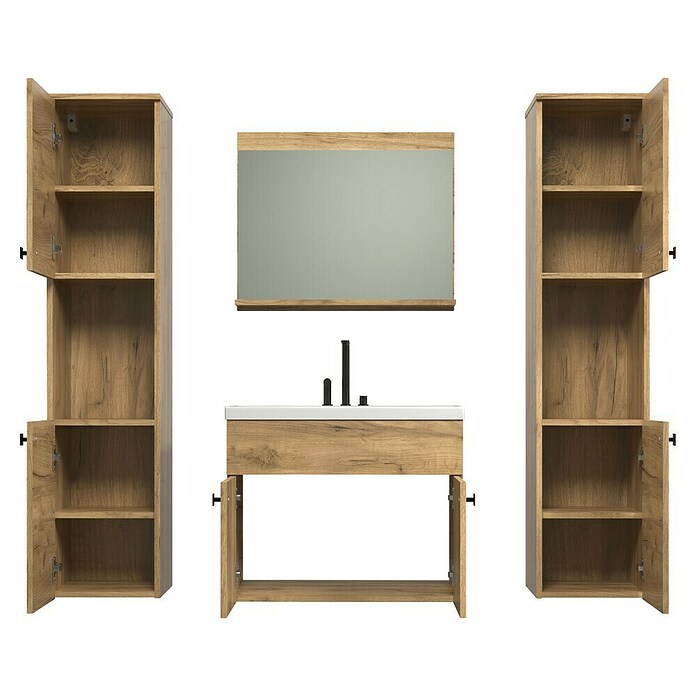 Trendteam Badmöbel-Set Haven (Gesamtbreite Badmöbel: 163 cm, Eiche Kraft Gold, Matt, 5 -tlg.) | BAUHAUS
