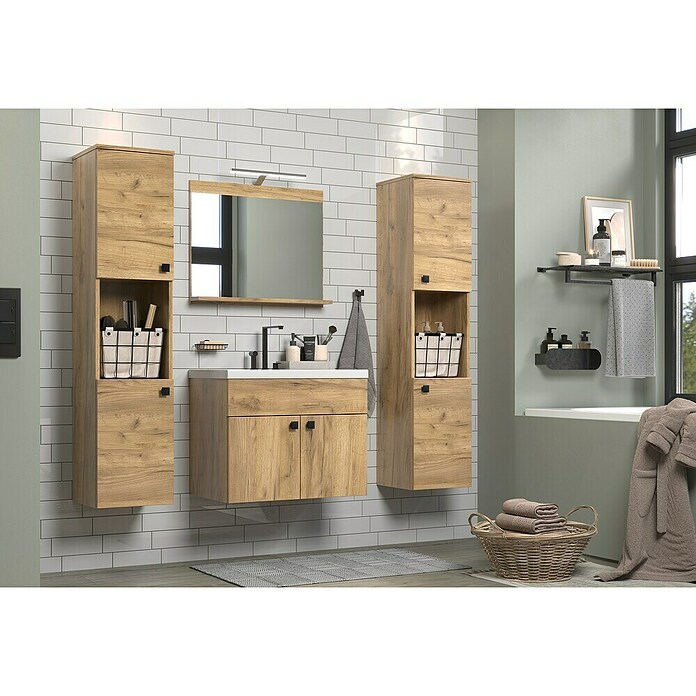 Trendteam Badmöbel-Set Haven (Gesamtbreite Badmöbel: 163 cm, Eiche Kraft Gold, Matt, 5 -tlg.) | BAUHAUS