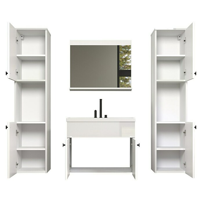 Trendteam Badmöbel-Set Haven (Gesamtbreite Badmöbel: 163 cm, Weiß, Glänzend, 5 -tlg.) | BAUHAUS