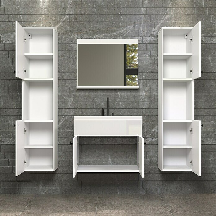 Trendteam Badmöbel-Set Haven (Gesamtbreite Badmöbel: 163 cm, Weiß, Glänzend, 5 -tlg.) | BAUHAUS