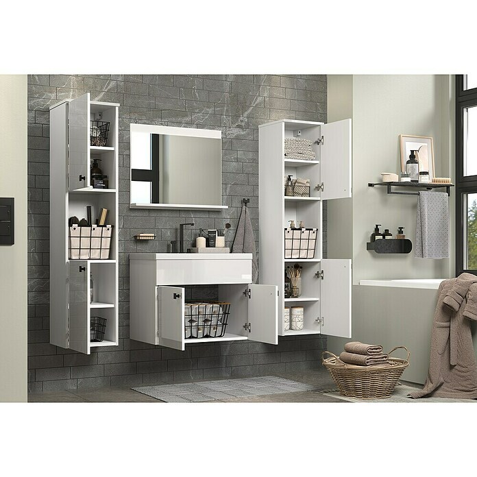 Trendteam Badmöbel-Set Haven (Gesamtbreite Badmöbel: 163 cm, Weiß, Glänzend, 5 -tlg.) | BAUHAUS