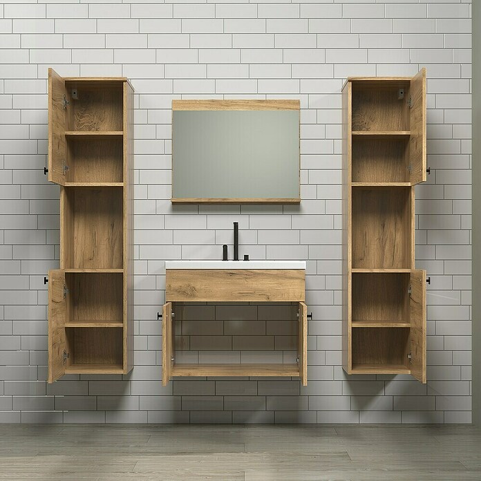 Trendteam Badmöbel-Set Haven (Gesamtbreite Badmöbel: 163 cm, Eiche Kraft Gold, Matt, 5 -tlg.) | BAUHAUS