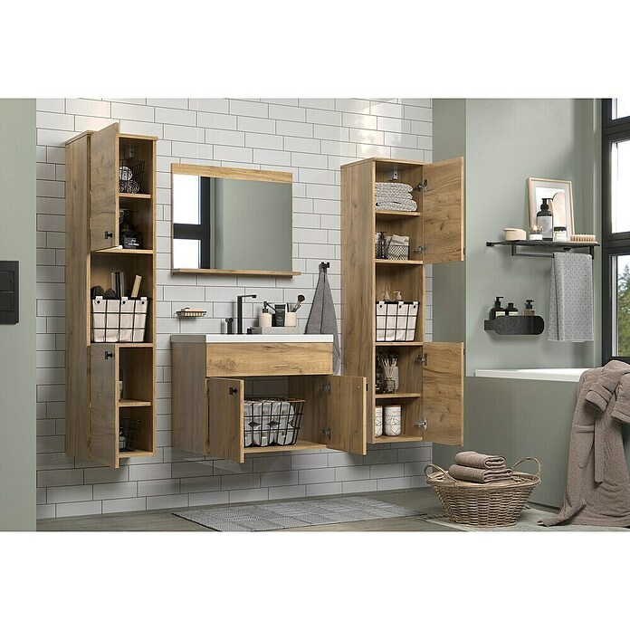 Trendteam Badmöbel-Set Haven (Gesamtbreite Badmöbel: 163 cm, Eiche Kraft Gold, Matt, 5 -tlg.) | BAUHAUS