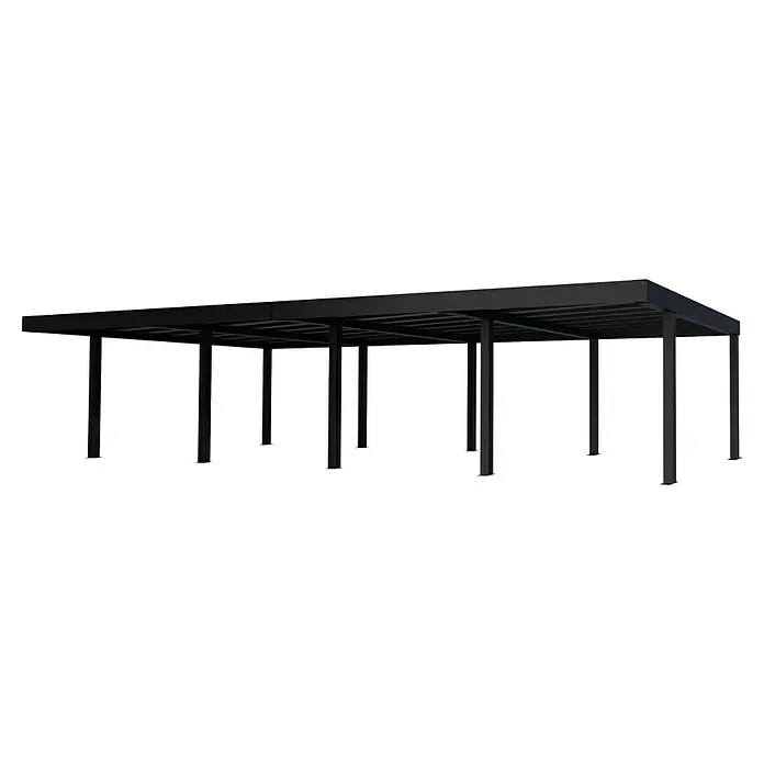 Palram – Canopia Carport Oslo - Außenmaß inkl. Dachüberstand (B x T): 5,96 x 12 m, Schwarz - Ein modernes, schwarzes Carport mit schlankem Design, ideal zum Schutz von Fahrzeugen vor Witterungseinflüssen. Bietet stilvollen Unterstand.