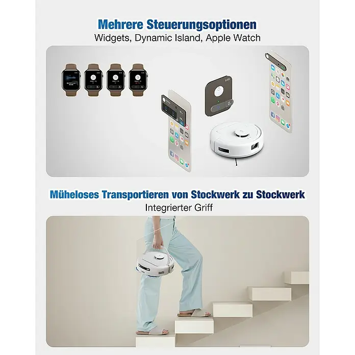 Ecovacs Saugwischroboter Deebot Mini Blue - Saugkraft: 9.000 Pa, Akkulaufzeit: 128 min, Fassungsvermögen Roboter: 140 ml - Intelligente Steuerung und müheloser Transport des Staubsaugerroboters.