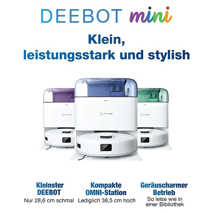 Ecovacs Saugwischroboter Deebot Mini Blue (Saugkraft: 9 000 Pa, Akkulaufzeit: 128 min, Fassungsvermögen Roboter: 140 ml) | BAUHAUS
